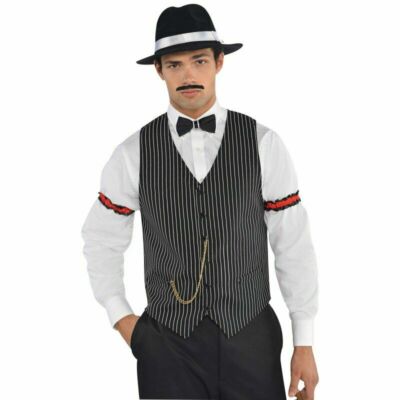 Suspenders Great Gatsby Costume For Male 20s Gangster Pinstripe - Main Image