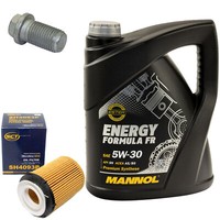 MotoröL Set 5W30 5 Liter + ÖLfilter SH 4093 P + Schraube FüR Mercedes B-Klasse