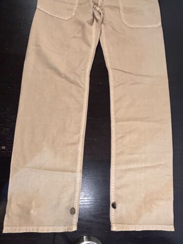 Sandrine Rose/Free People Carpenter Straight Leg Cotton Linen Pants Sand Size 27 - Picture 3 of 15