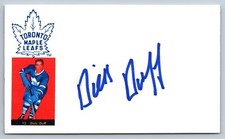 Dick Duff Authentic Autographed Signed Toronto Maple Leafs HOF 3x5 Index Card