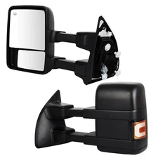 Power Heated Smoke Turn Signal Tow Mirrors For 1999-2007 Ford F-250 Super Duty