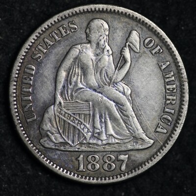 1887-S Seated Liberty Silver Dime CHOICE AU+ FREE SHIPPING E171 YMM