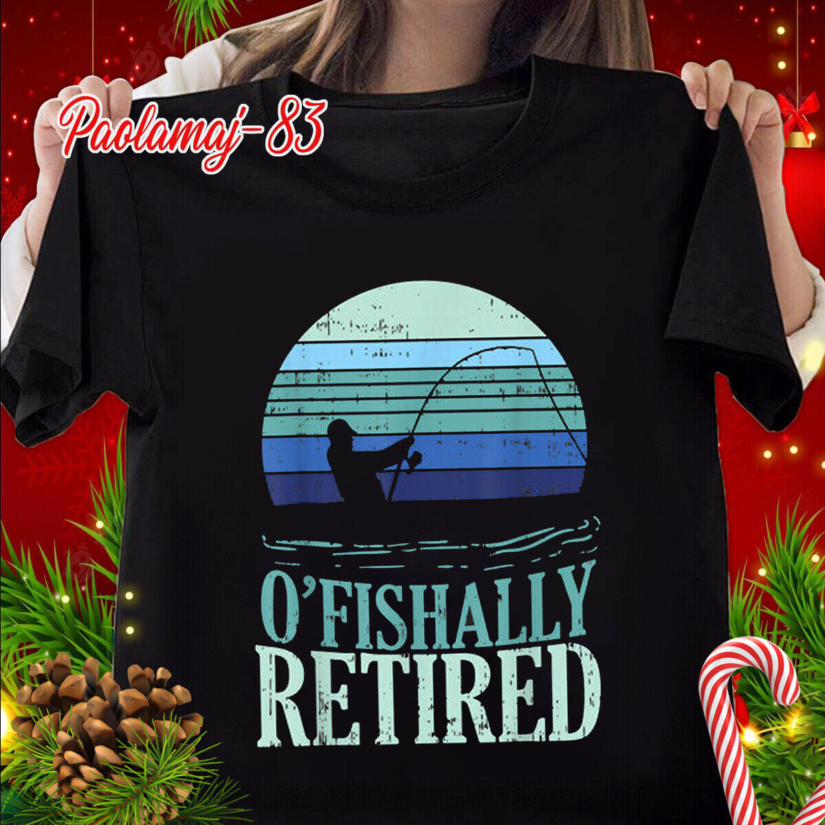Ofishally Retired Fishing T-Shirt Vintage Retro Retirement Mens Fisherman Gift