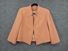Jana Kos Blazer Womens Medium Long Sleeve Lined Notch Collar Cropped Swing Peach