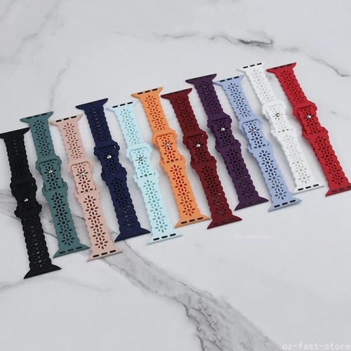 Soft Silicone Lace iWatch Band Wrist Strap For Apple Watch 10 9 8 7 6 5 4 3 SE 2 - Picture 2 of 14
