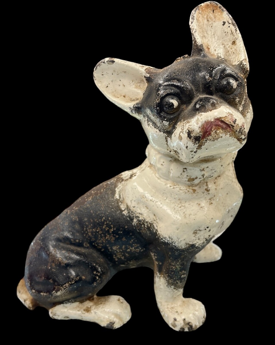 Antique Hubley Cast Iron French Bulldog Doorstop Straight Screw