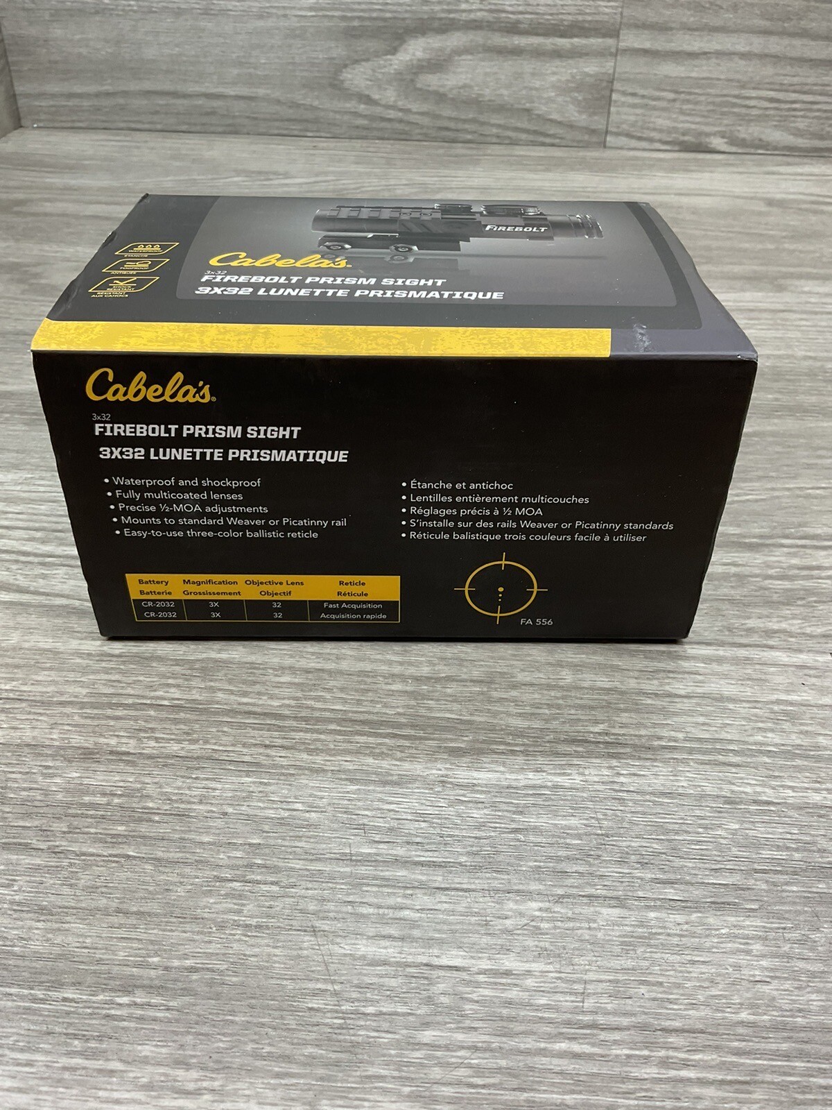 Cabela's Firebolt 3x Prism Scope Rifle Hunting Lighted Reticle Green