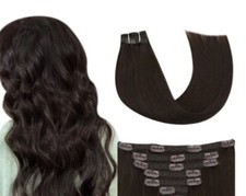 YoungSee Premium Clip in Hair Extensions 80g Real Human Hair -6 Pieces 12   Inch