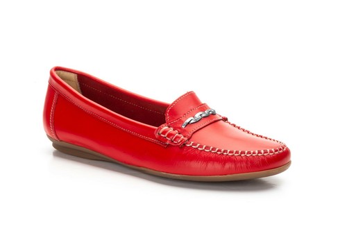 Zapato confort de piel plano color rojo con suela de goma para mujer eBay