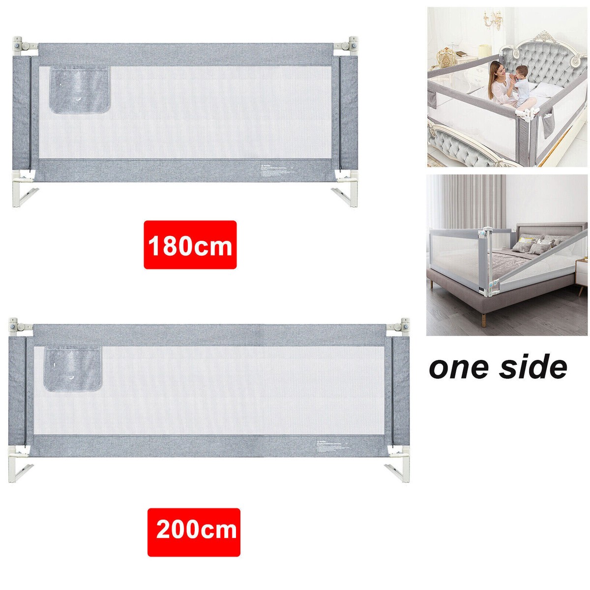 150/180/200 cm Toddler Bed Rail Safety Guards Baby Protection Adjustable Height