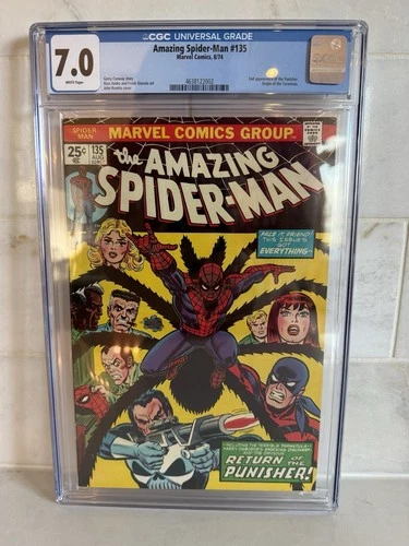 Amazing Spider-Man # 135  1974 Marvel CGC 7.0 White Pages! 2nd Punisher!