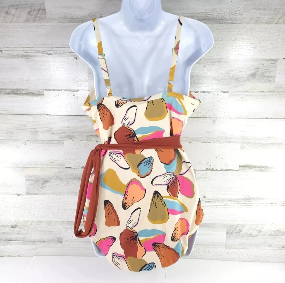 LIME RICKI TRAJE DE BAÑO DE UNA PIEZA PARA MUJER TALLA XL PÉTALOS CORBATA ENVOLVENTE MULTICOLOR SIN ALAMBRE Foto 2 de 4