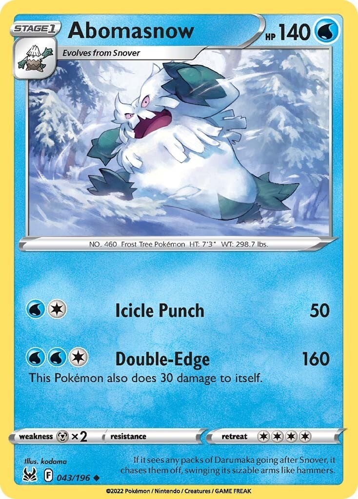 Abomasnow SWSH11 043/196 Pokémon SWSH11: Lost Origin Uncommon EN NM