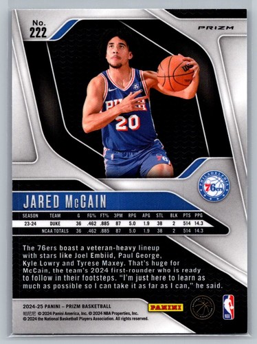 2024-25 Panini Prizm #222 Jared McCain Prizms Ice - Bild 2 von 2