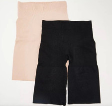 Breezies Smoothing Shape Seamless Thigh Slimmer Set of 2 Black/Beige L A473396