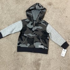OshKosh B'gosh Toddler Hoodie Camouflage Print Full Zip Jacket Boys Size 2T-New