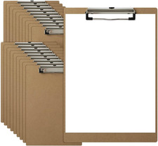 20 Pack Clipboard 8.5 X 11 Letter Size Clip Boards Bulk, A4 Wooden Hardboard Off