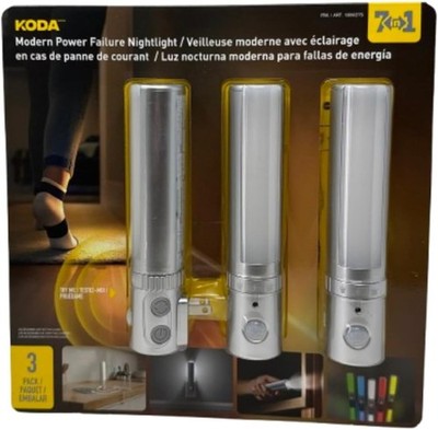 Koda Modern Power Failure Night Light 3Pk Color Changing Stays On During Outage