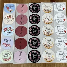 25pcs Cute Thank You Stickers  1” Small Business for Decorate Envelopes Sealing