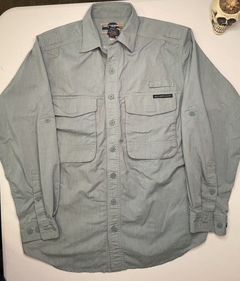ExOfficio Adventure Long Sleeve Travel Shirt Men s Small Blue Vents Tech Fish