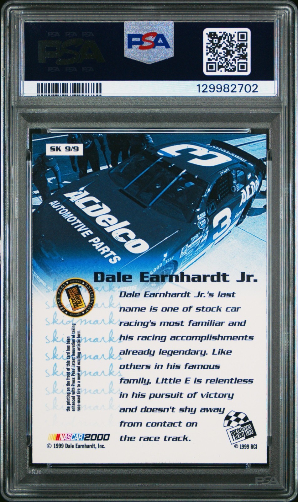 1999 Press Pass Iconic Skidmarks Insert Dale Earnhardt Jr PSA 10 POP 1 NASCAR SP view 6