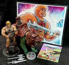 HE-MAN & BATTLE CAT w COMIC & PRINT     MASTERS OF THE UNIVERSE CLASSICS