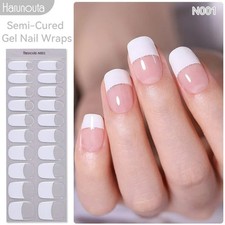 Nail Art Stickers Semi Cured Gel Polish Bridal Wedding French Manicure (N001)