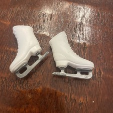 Vintage Barbie Ice Skates Circa 1980's made in Hong Kong White w/Silver Blades