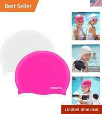 2pcs High Elasticity Kids Swim Caps - Waterproof  Secure Fit for Ages 6-14