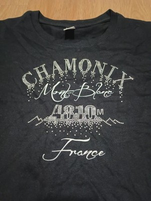 4810 MONT BLANC Chamonix France SOL'S Imperial Beaded T Shirt Top black S M