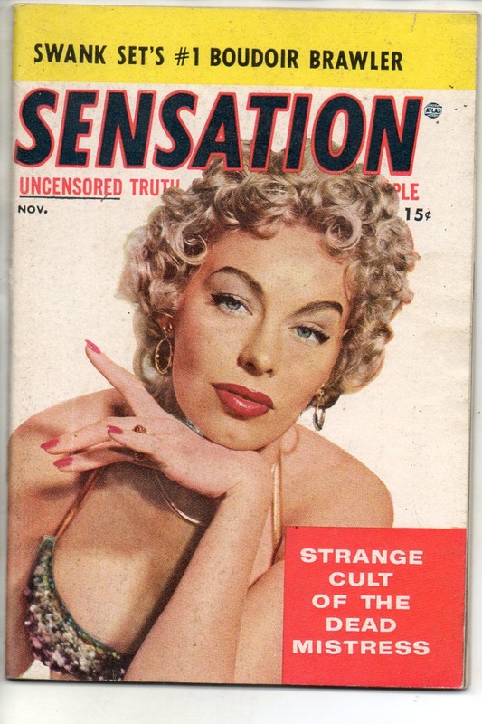 SENSATION NOV. 1954.  LILI ST.CYR, MARILYN MONROE, JEANNE CARMEN, BETTY MAGOWAN