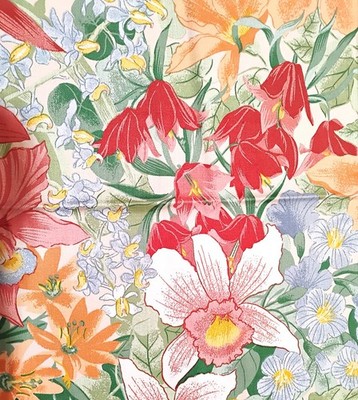 Vintage 1981 5th Avenue Design Fabric Tropical Moods Large Flowers 2 yds x 54''