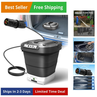 #ad Portable Electric Pressure Washer w 3.2Gal Tank 4 in 1 Nozzles Max 290 PSI ... $172.72