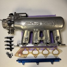 Polished Edelbrock Victor X Manifold For B18c1 Gsr 4760 With Tbinjfuel Rail