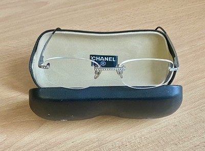 CHanel Brille - Rimless Frame Clear Silver Rhinestone Vintage.