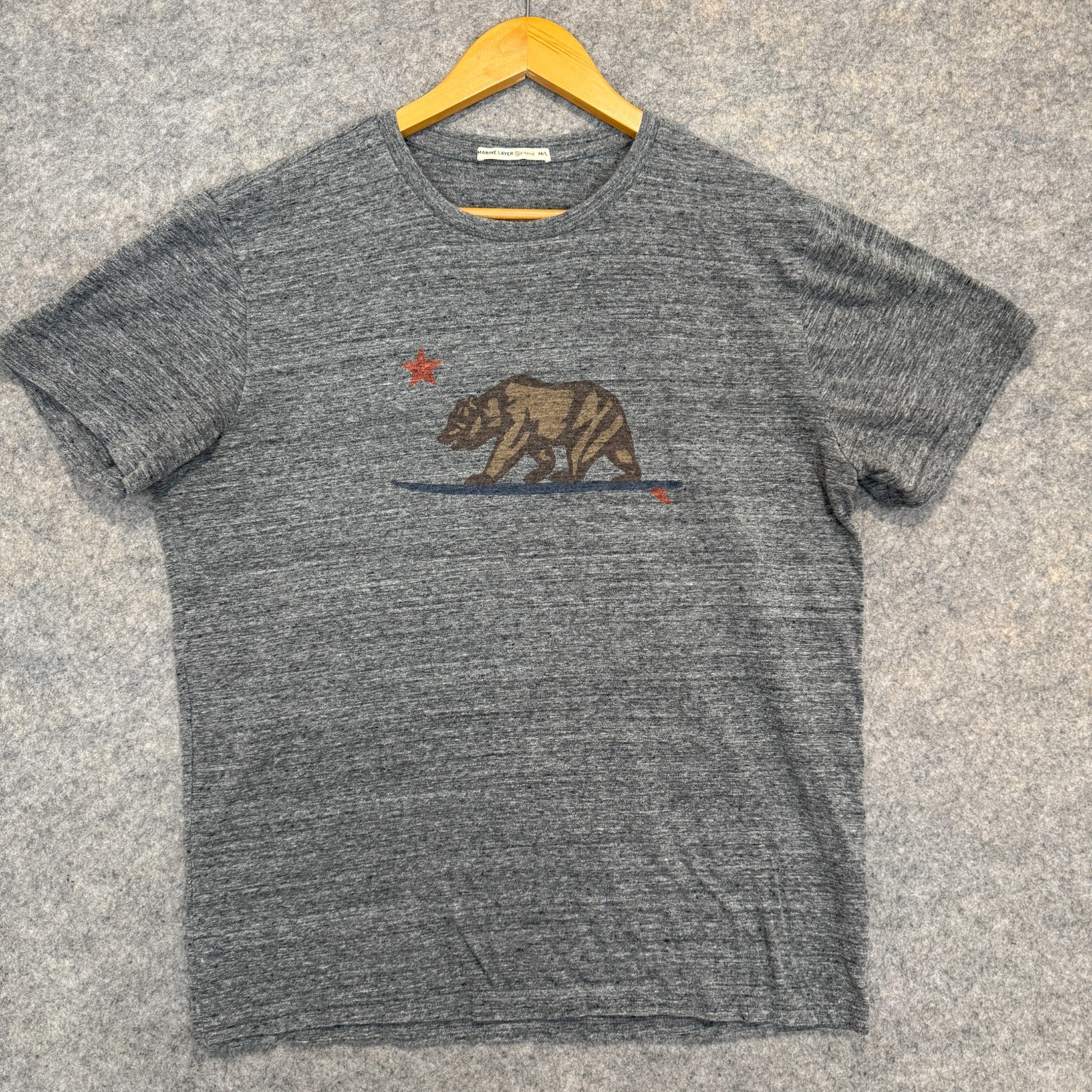 Marine Layer Re-Spun Surfing California Bear Shirt Mens M/L Medium Large Tee