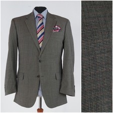 Mens Check Blazer 42R UK Size JOS A BANK Grey Wool Sport Coat Jacket