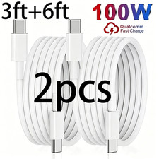 2pack Type C to C Cable PD 100W Fast Phone Charger Data Cable Long USB Lead
