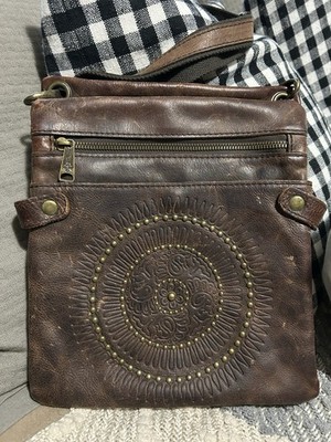 Patricia Nash Crossbody Francesca Studded Dark Brown Bag Purse 