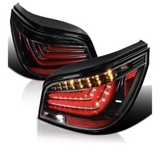 Fit 2008-2010 Bmw E60 5-series Black Smoke Led Bar Tail Lights Rear Brake Lamps