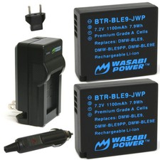 Wasabi Power Battery 2-Pack and Charger for Panasonic DMW-BLE9, DMW-BLG10
