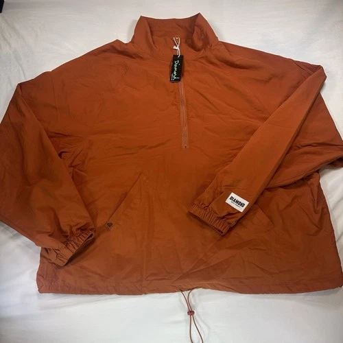 Diamond Supply Jacket Mens Large Orange 1/2 Zip Windbreaker Pullover Skater NEW - product listing photo