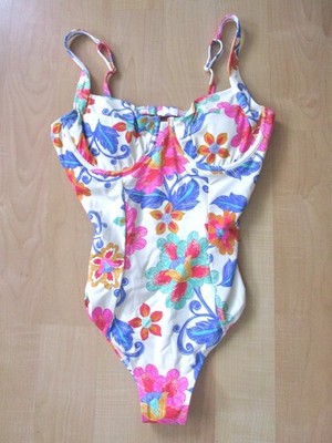 NWT Cupshe pink colorful flower doodles maillot 1-pc bathing suit swimsuit XL