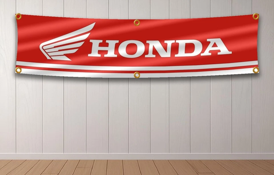 honda fans Racing Team Banner Flag 2x8ft - Garage Wall Art & Outdoor workshop