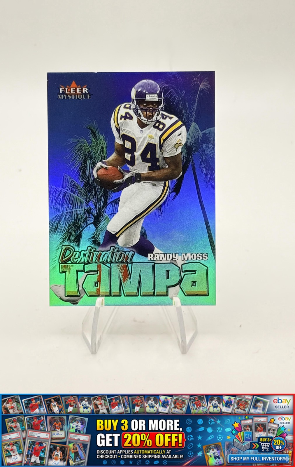 2000 Fleer Mystique Randy Moss #10 DT Destination Tampa Holo Minnesota Vikings