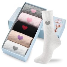 Women's Cute Cotton Crew Athletic Running Socks - 5-9 5pairs-quotidian Colors