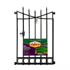 Beaumont No Dig 40.4 In. H X 53.7 In. W Black Steel Decorative Garden Fence Gate