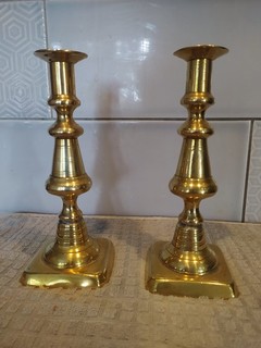 Pair of VINTAGE BRASS CANDLESTICKS approx 8" height