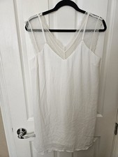 Loveriche Sleeveless White Lined Slip Dress w/Adj. Straps and Lace Top, Med.