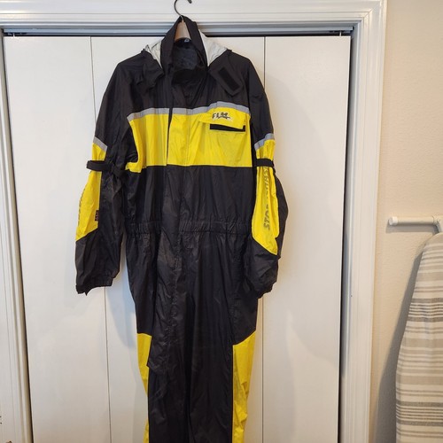 FLM Klima Membran Men’s 2XL Motorcycle Rain Suit Waterproof Riding Black Yellow
